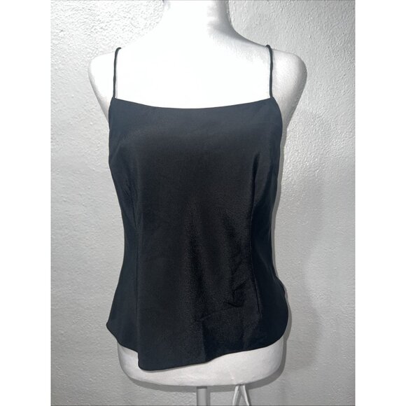 Ann Taylor Blouse 4 Spaghetti Strap Black 100% Silk Y2K - Picture 3 of 16